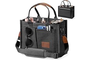 JIECH Canvas Tote Bags with Pockets - Women's Everyday Satchel Handbag