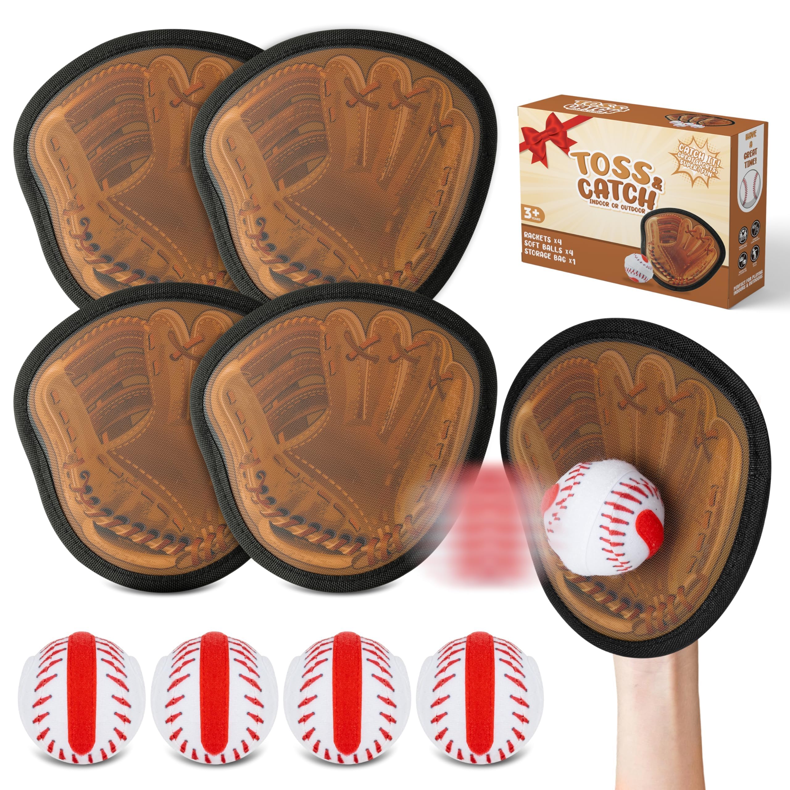 Photo 1 of GKgyeus Toss and Catch Ball Game Set for Kids - Sticky Baseball Glove GameTraining Glove & Catch Ball Toy Outdoor Beach Pool Sport Toys for Boys Girls Baseball Beginner Birthday Summer