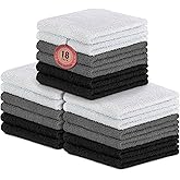 DecorRack 18 Pack 100% Cotton Wash Cloths, Ultra Soft, 11 x 11 inch Ultra Absorbant, Machine Washable Premium Washcloths, Gray (18 Pack)