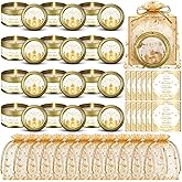 MTLEE 12 Sets Ramadan Gifts Islamic Muslim Candles with Organza Bag and Cards Eid Candles Islamic Allah Arabic Favors Ramadan Party Supplies Gifts for Home Muslim Islam Festival Holiday Decor (Gold)