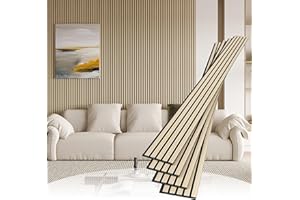 POHARE 4 Pack Wood Slat Wall Wood Paneling,95 x 8 in Soundpoof Wooden Engineered Wood Slat Wall Panels,Stylish Acoustic Wall Panels for Interior Wall Decor with Felt Backing,Natural