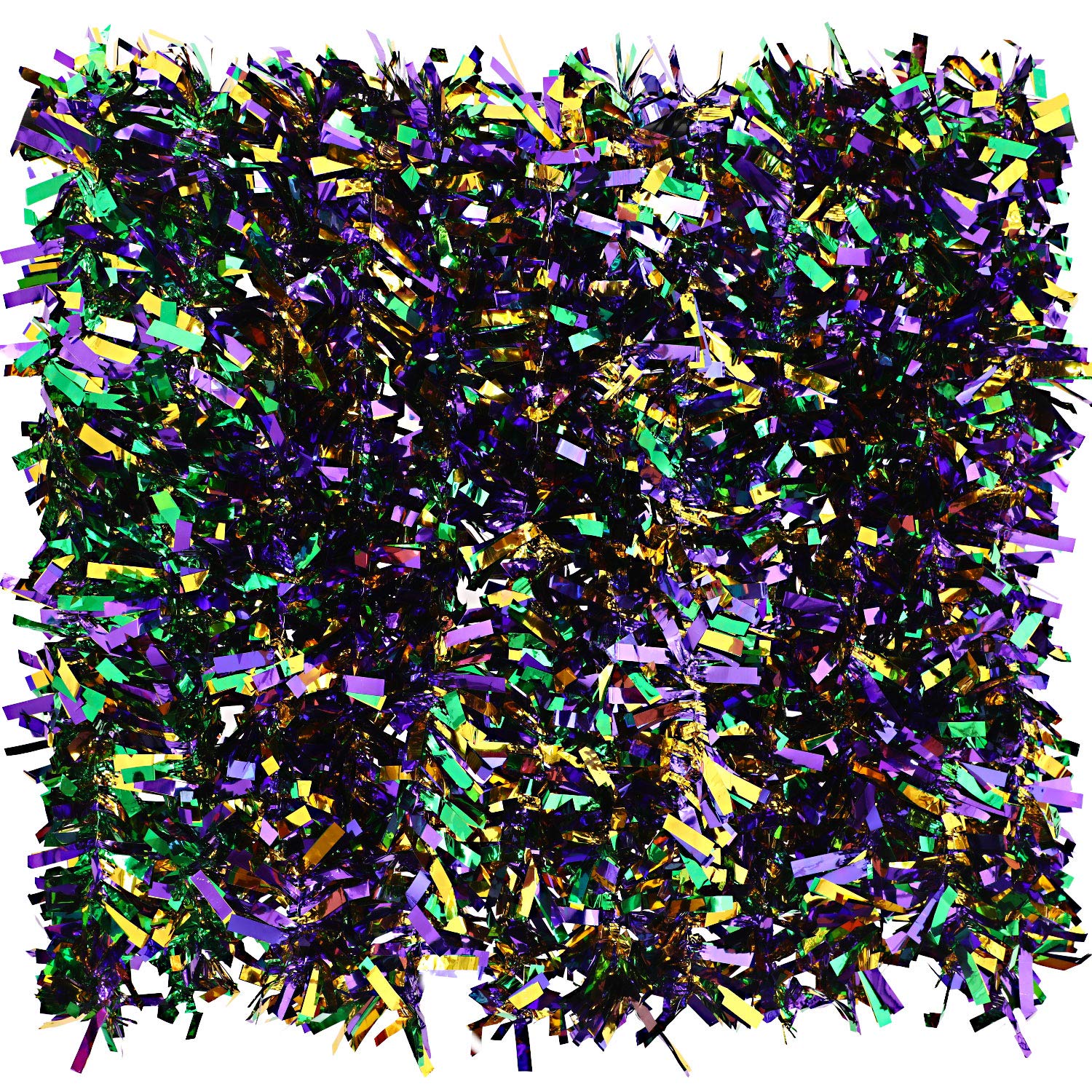 BBTO 39.4 Feet Mardi Gras Tinsel Garland Mixed Color Metallic Tinsel Chunky Glittering Tinsel for Mardi Gras Party Decoration, 6 Pieces (Purple, Green and Yellow Mixed)