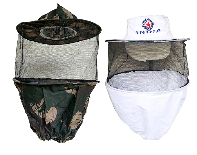 Hi-tech Natural Products (India) White and Army Bee Veil -Combo of 2