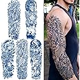 Aresvns 5 Sheets Semi Permanent Sleeve Tattoo for Men and women, Realistic Temporary Tattoos Full Arm Waterproof & Long-Lasting 1 Week Christmas Gift