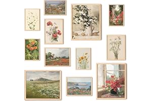 97 Decor Floral Wall Art - Vintage Floral Prints for Wall Decor, Flower Poster for Room Aesthetic Vintage Prints, French Garden Painting Spring Landscape Botanical Art Wildflower Decor (8x10 Unframed)