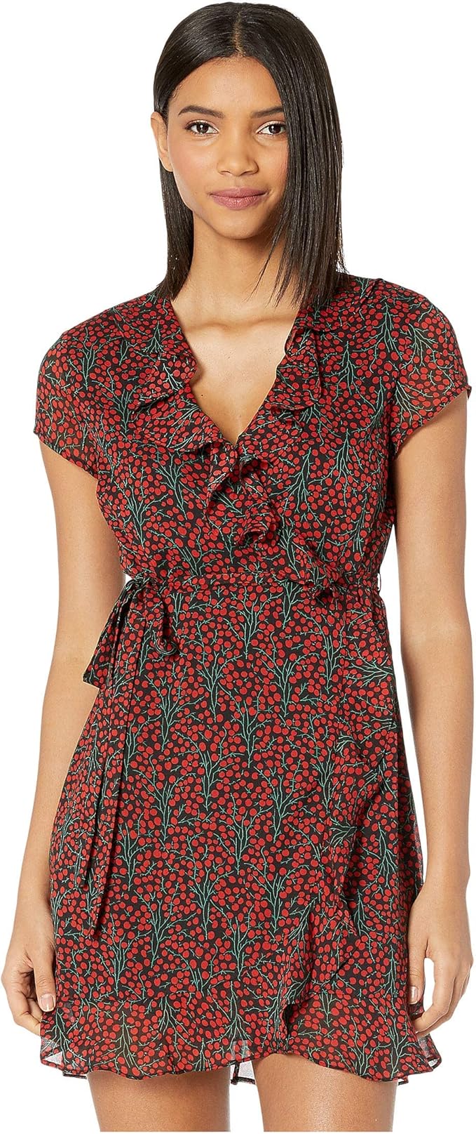 bardot polka dot wrap dress