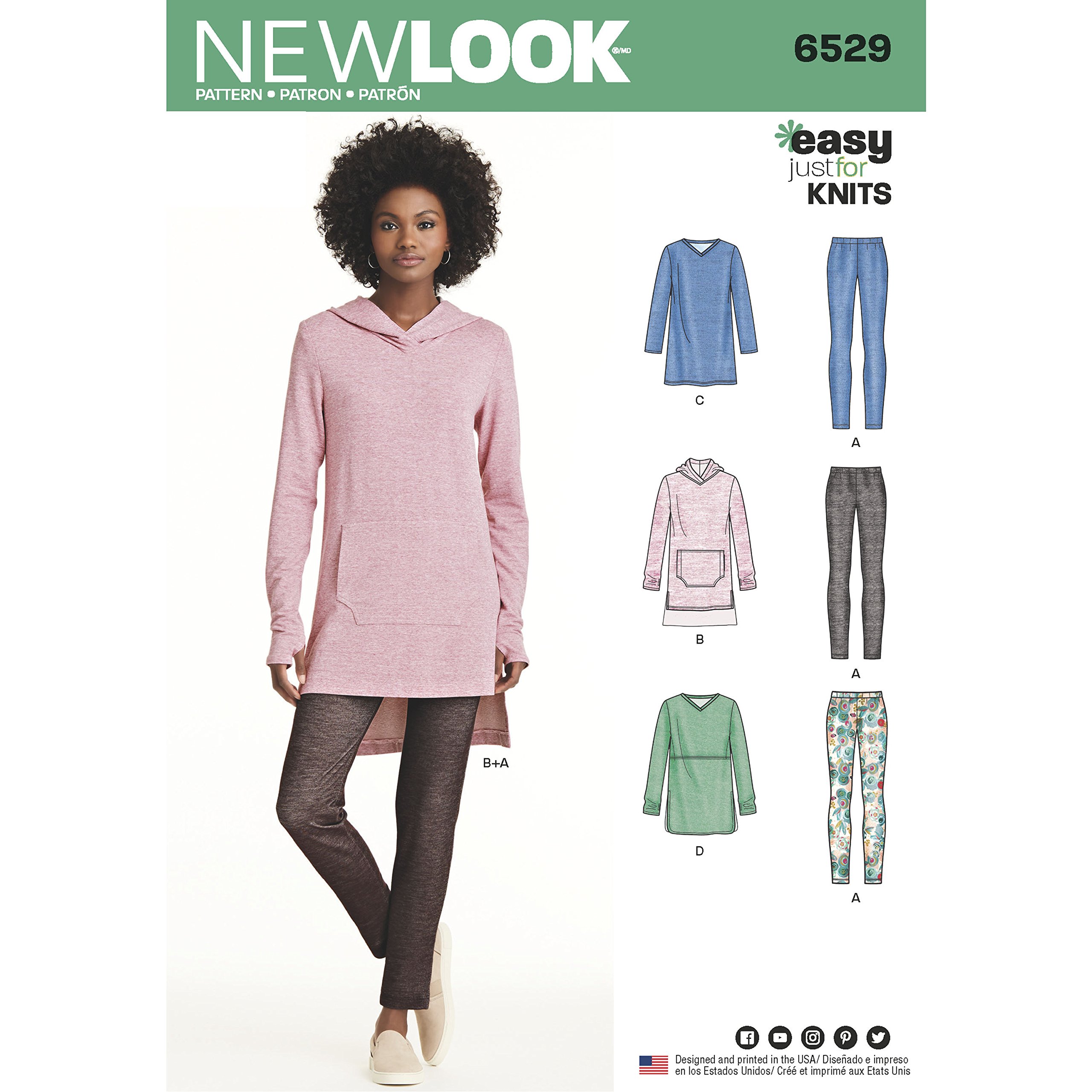 New Look Pattern 6529 Women's Knit Tunics and Leggings, Paper, White, 22.00 x 15.00 x 1.00 cm