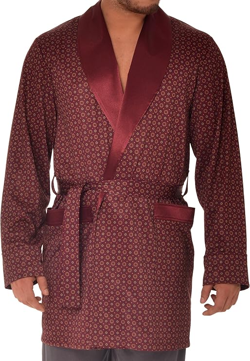 Revise RE503 Elegant Men's Dressing Gown Short Burgundy red M