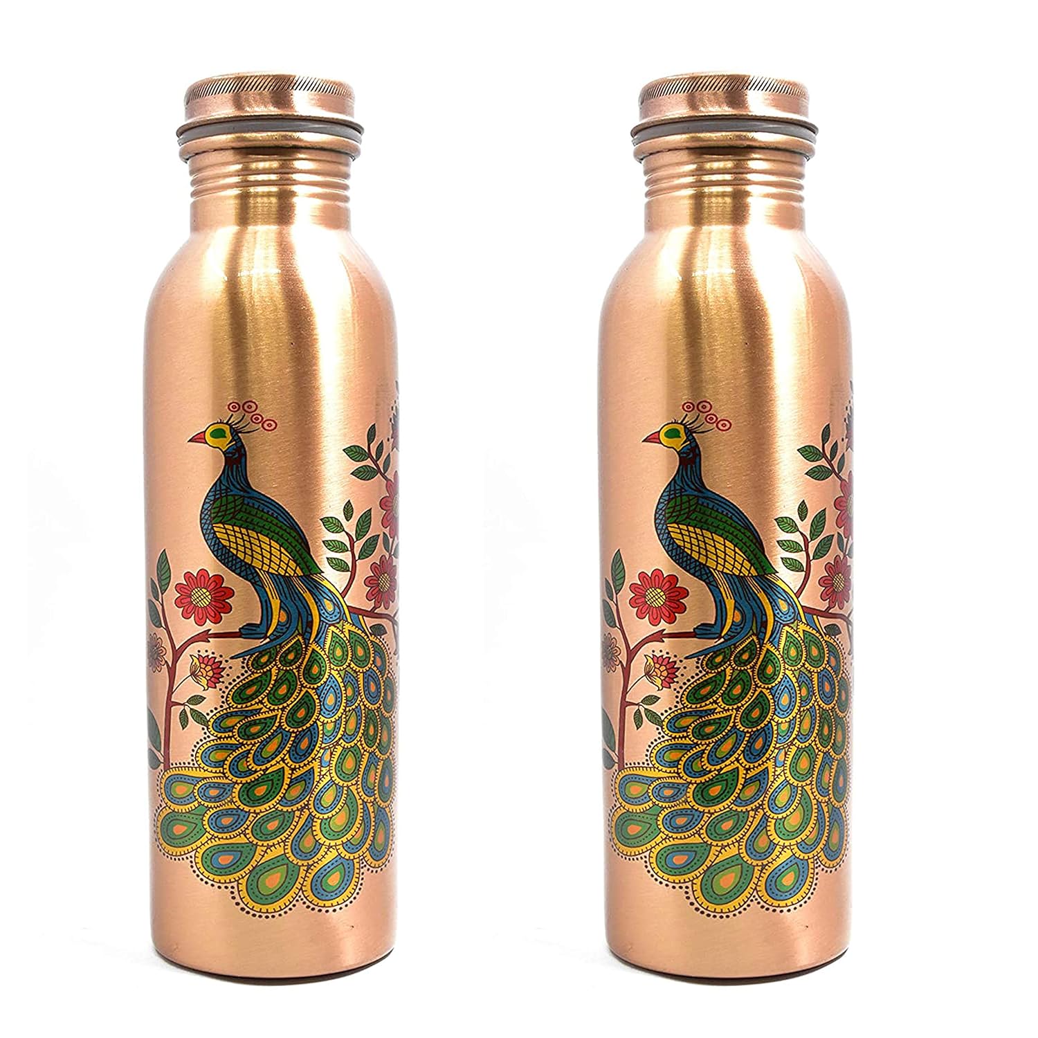 Evergrow Copper Bottle Set for Water 1 Litre/Liter Water Bottle 1000 ML