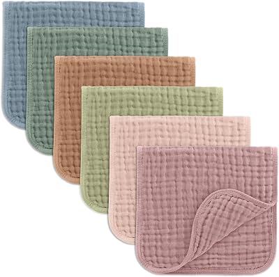 Comfy Cubs Muslin Burp Cloths 50x25 cm Pack of 6 6-Layer Cotton Baby
