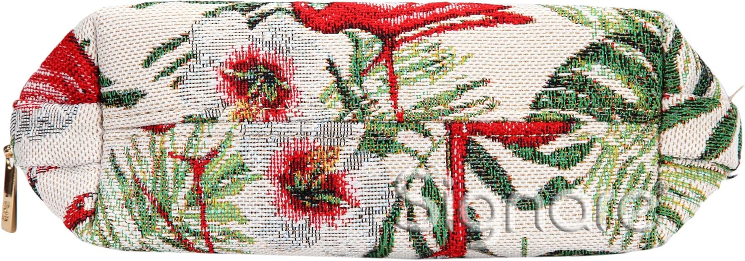 Signare Tapestry Cosmetic Bag Makeup Bag for Women with Bird Design (Flamingo, COSM-FLAM) - Image 5