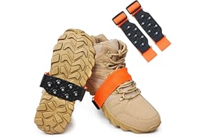 FUSIGO Mid Sole Ice Cleats Snow Cleats for Walking on Snow and Ice, 7 Tungsten Studs Non Slip Ice Grippers Easily Rotate Crampons with Adjustable Straps for Men Women