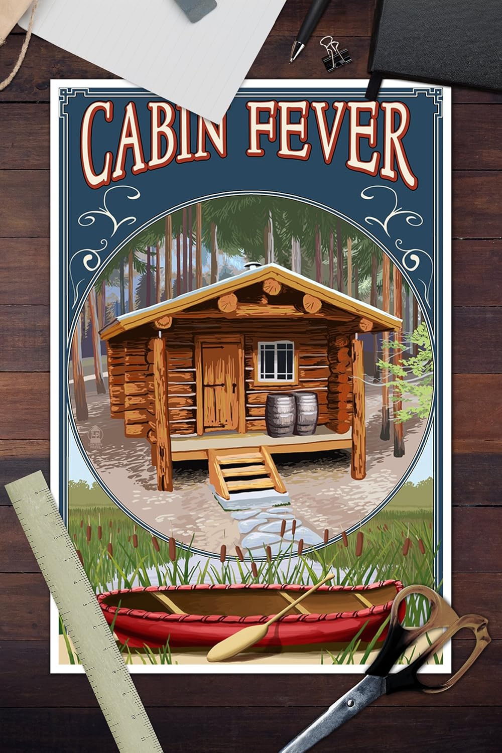 Amazon Com Torch Lake Michigan Cabin In Woods 24x36 Signed