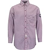 BOCOMAL FR Shirts Flame Resistant NFPA2112/CAT2 6.5oz Light Weight Printed Fire Retardant Plaid Shirt