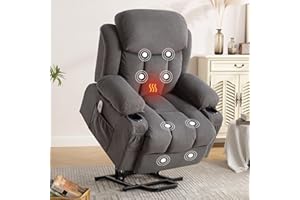 BOSMILLER Power Lift Recliner Chair for Elderly with Vibration Massage and Lumbar Heating Electric Oversized Single Sofa with Cup Holder and USB Charge Port for Living Room