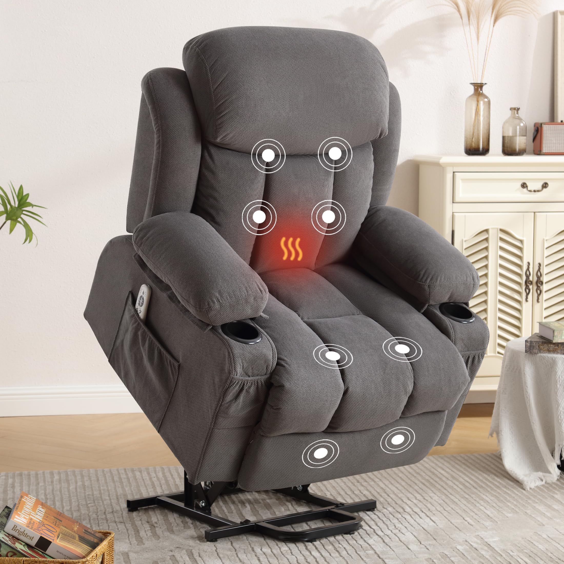 Photo 1 of ****REFERENCE PICTURE****BOSMILLER Power Lift Recliner Chair for Elderly with Vibration Massage and Lumbar Heating Electric Oversized Single Sofa with Cup Holder and USB Charge Port for Living Room