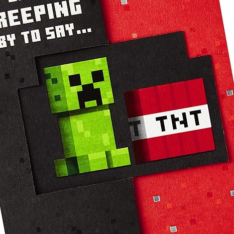Amazon Com Hallmark Minecraft Birthday Card Just Creeping By