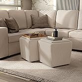 Furniture of America Lennox Modern Chenille 17-inch Square Storage Ottoman with Reversible Tray Top, Upholstered Footstool fo