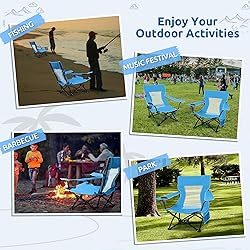 HaSteeL Folding Beach Chair Set of 2, Foldable Blue