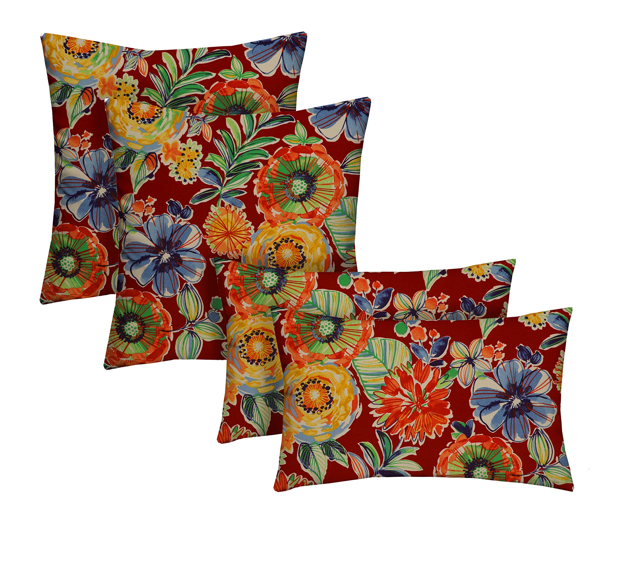 RSH DECOR: Lumbar & Square Throw Pillows Set of 4 | 20" x 12" & 17" x 17" | All-Weather Spun Fabric | Water and Fade-Resistant | Outdoor Accent Pillows for Patio Furniture | Colsen Berry - Made in USA Image