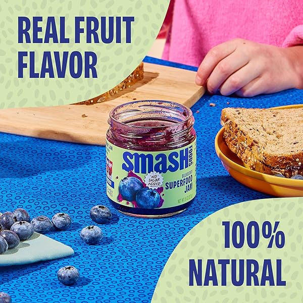 CHIA SMASH BLUEBERRY JAM | LOW-CALORIE, NO SUGAR ADDED KETO JAM WITH UPCYCLED FRUIT & CHIA SEEDS | VEGAN, PALEO SUPERFOOD FRUIT SPREAD (1 JAR)