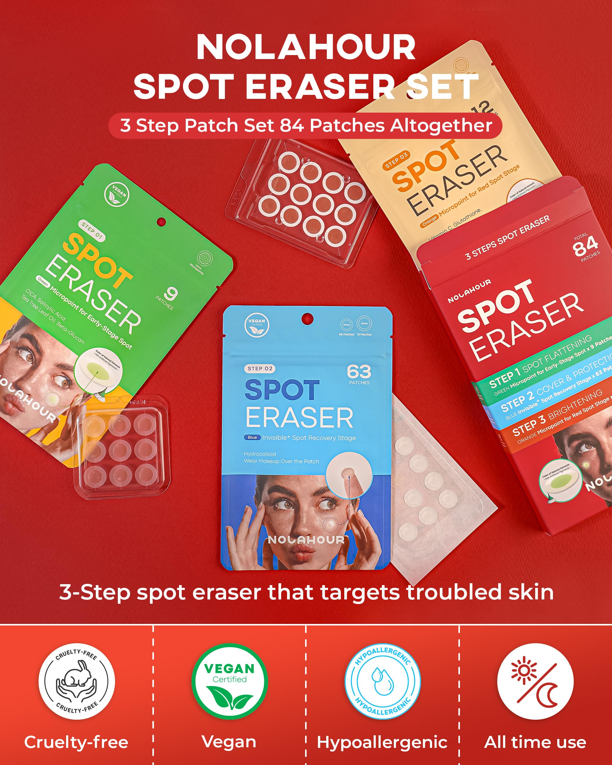 Spot Eraser Set of 84 Patches | Pimple Patches for Face for All Stages of Pimples | Face Patches that Feature Hydrocolloid Patches for Faster Results | Dark Spot Patch Pimple Set