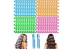 YEVYO 42 Pieces Heatless Waves Hair Curler, No Heat Damage Wavy Hair Curlers with 2 Sets of Styling Hooks, Heatless Curls for Women Girls Long Medium Short Hair (4 Colors,45cm/ 17.7")