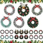18 Pieces Dollhouse Miniature Christmas Wreath - Holiday Festival Decorations, Hanging Farmhouse Xmas Tree Decor, Mini Wreaths for Dollhouse Accessories