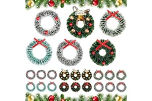 WILLBOND 18 Pieces Dollhouse Miniature Christmas Wreath - Holiday Festival Decorations, Hanging Farmhouse Xmas Tree Decor, Mini Wreaths for Dollhouse Accessories