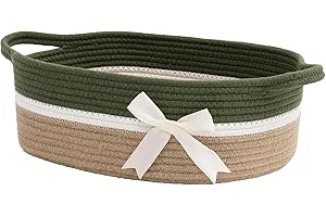 CHICVITA Small Storage Basket for Gifts Empty, Cute Decorative Basket for Living Room, Baby Gift Basket for Nursery, Rope Basket for Home Decor, 13 x 9.8 x 5 inches