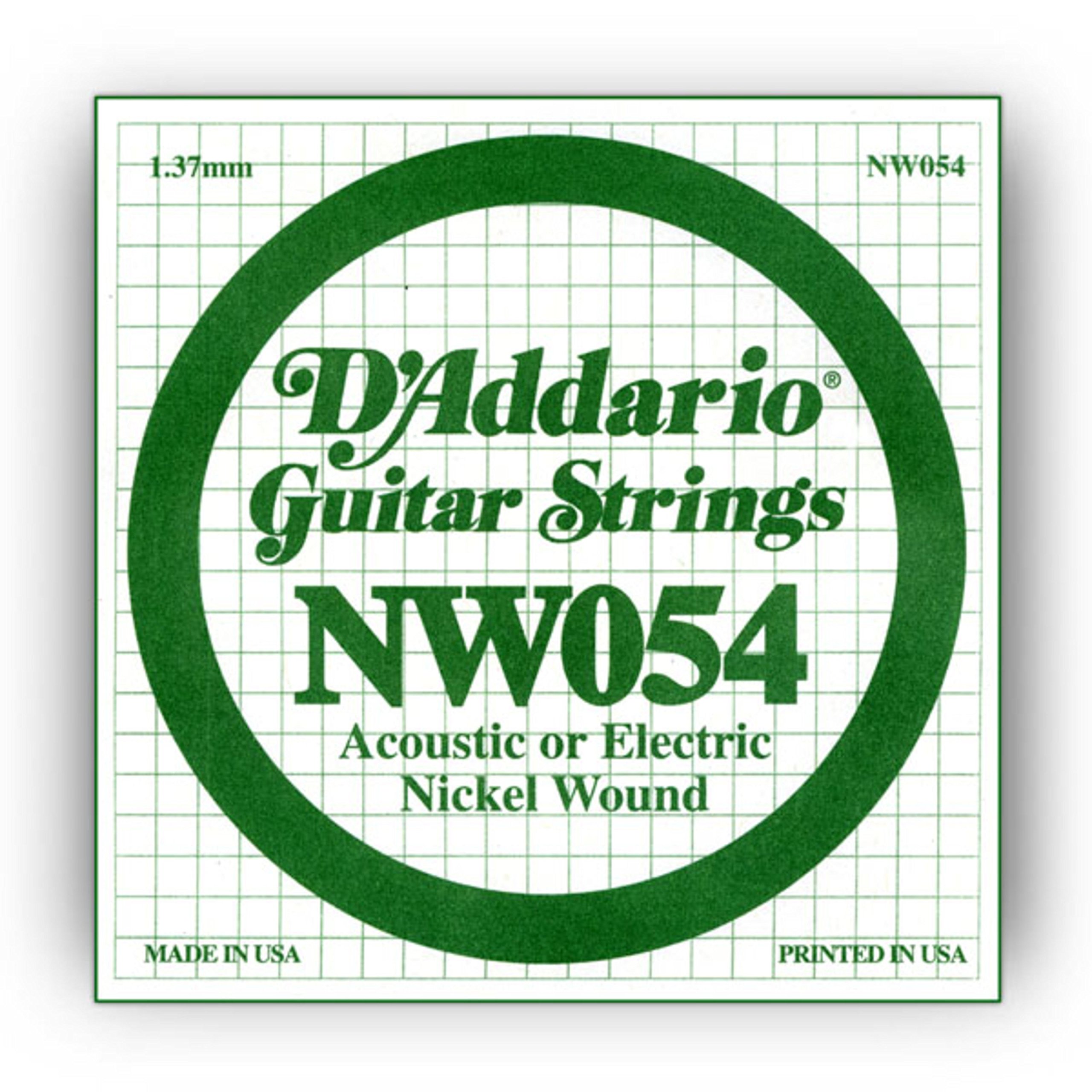 D'Addario NW054 Nickel Wound Electric Guitar Single String, .054
