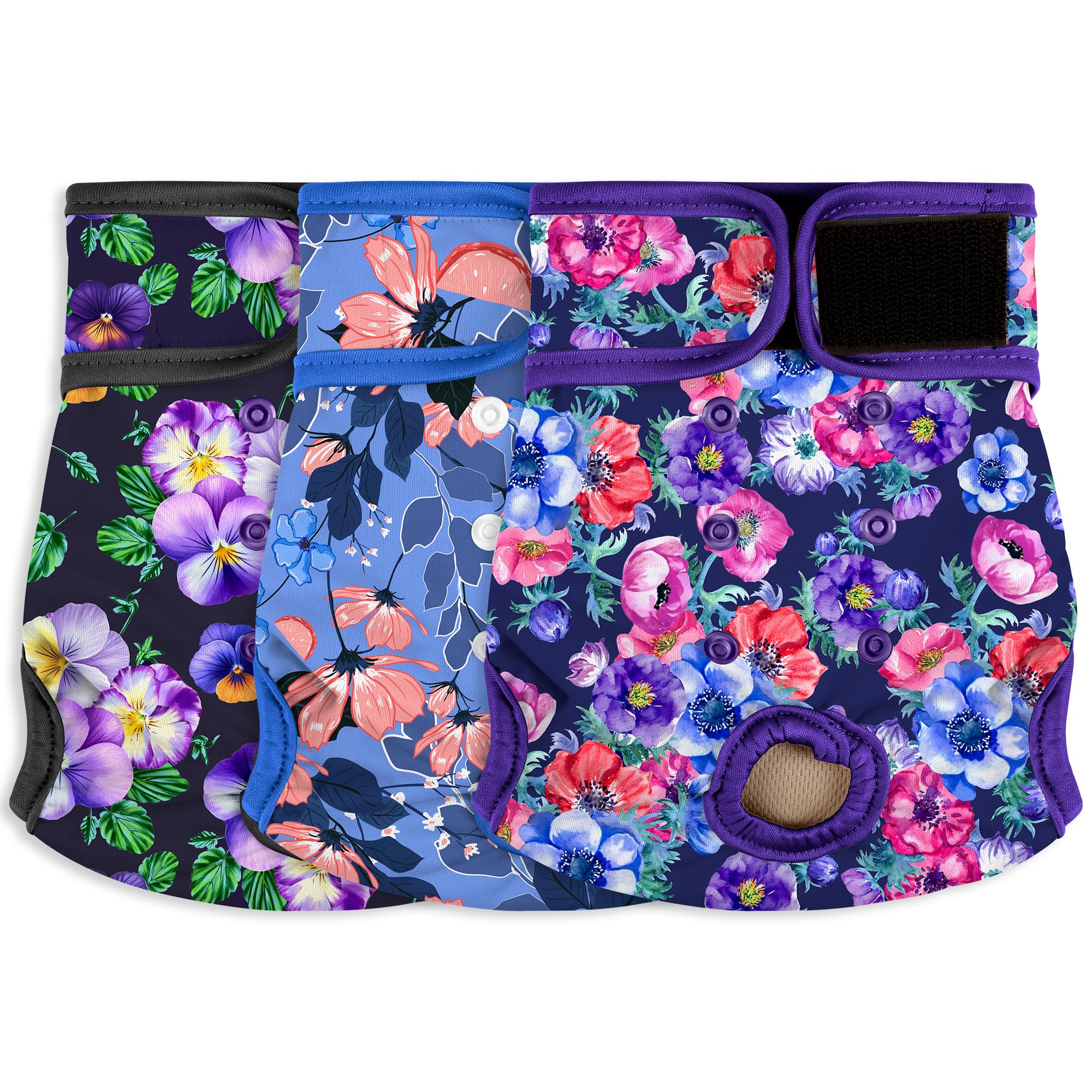 Photo 1 of Female Dog Diapers - Premium Reusable Diapers for Doggie in Heat - Highly Absorbent for Pet Incontinence with Adjustable Snaps Rose Flower, S