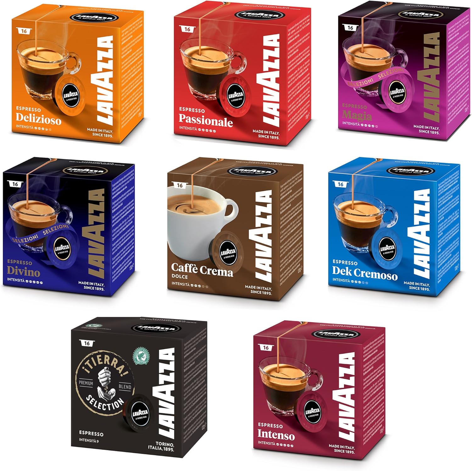 Lavazza A Modo Mio Blend. 120 Coffee Capsules total 1 Box of each