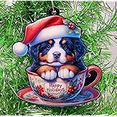 Generic Bernese Mountain Dog Santa Pup in Merry Christmas Tea Cup Ornament