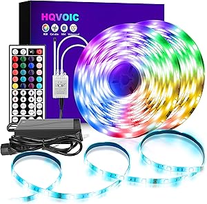 HQVOIC LED Strip Lights 32.8ft RGB LED Light Strip Waterproof 5050 LED Tape Lights Color Changing Kit with Remote for Home Lighting Kitchen Bed Flexible Strip Lights for Bar Home Decoration