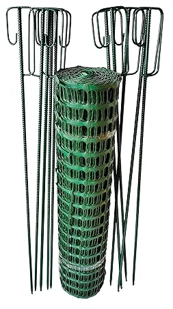 UvV-Reflex Set 50m Fangzaun GRÜN, 10 Absperrleinenhalter grün, Absperrnetz, Maschenzaun, Bauzaun Rolle Kunststoff besonders R