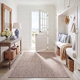 SAFAVIEH Washable Rug Outdoor Courtyard Collection - 6'7" x 9'6", Natural &amp; Black, Non-Shedding &amp; Easy Cleaning, Ideal for Patio, Backyard, Mudroom (CY8521-37312)