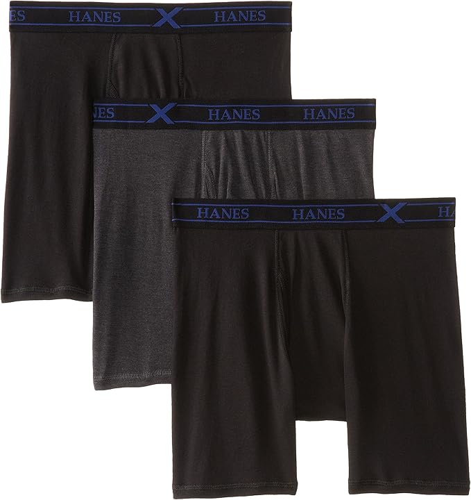 Hanes Ultimate Men's 3Pack XTemp Short Leg Boxer Trunks, Black/Grey