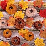 Whaline 12Pcs Fall Velvet Foam Pumpkins 3 Sizes Orange Brown Khaki Decor view 7
