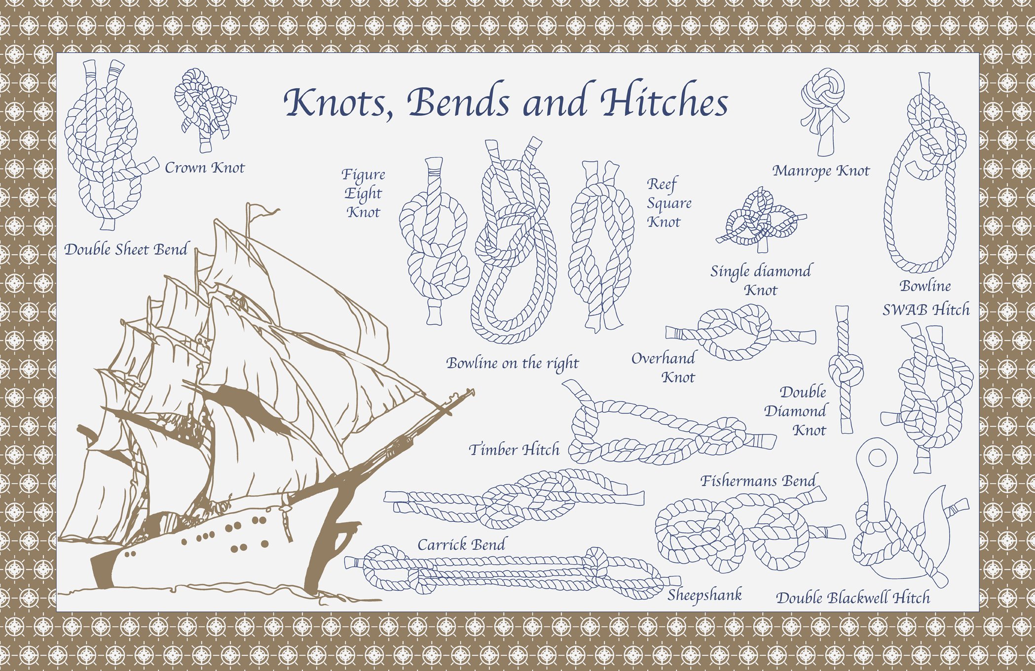 Ulster Weavers Knots Bends & Hitches 2 Cotton Tea Towel