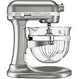 KitchenAid KSM6521XSR Professional 6500 Design Series Sugar Pearl Silver Bowl-Lift Stand Mixer with 6 Quart Glass Bowl