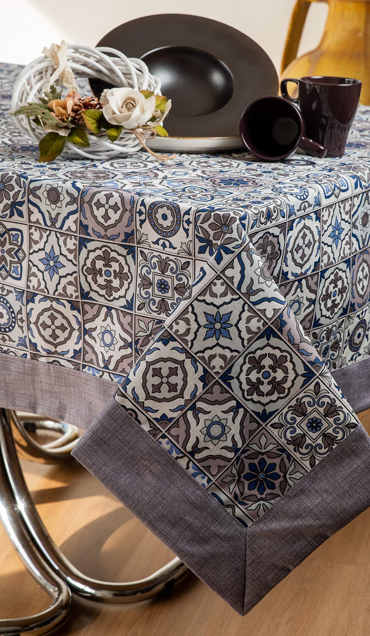 ESSE HOME -Stain-resistant tablecloth- Rectangular-Square-Round-Oval- Cinzia 123 (OVAL 140x240, 12-12)