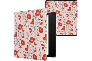 kwmobile Case Compatible with Amazon Kindle Oasis 10. Generation Case - eReader Cover - Poppy Red/Green/Beige
