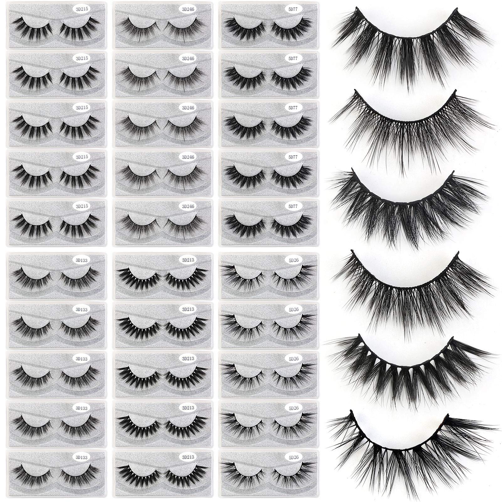 Photo 1 of MAGEFY 30 Pairs 6 Styles Faux Mink Eyelashes, 16mm-20mm Lashes Natural Look to Dramatic False Eyelashes, Handmade Reusable Fake Eyelashes with Portable Boxes