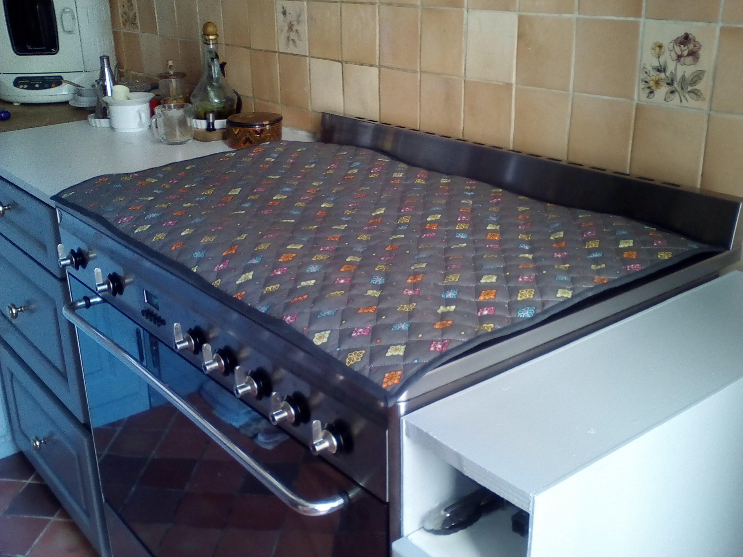 jojo la cigale - Protège Plaque de Cuisson sur mesure Réversible LES CALISSONS Anthracite - 82 cm, 60 cm