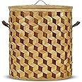 Asher Woods Laundry Hamper Basket 100% Handmade with Leather Handles