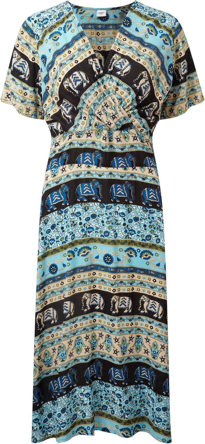 Cotton Traders Womens Ladies Elephant Print Dress Print 26 at Amazon Womenâs Clothing store