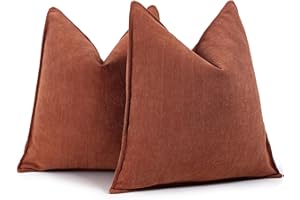 ZWJD Rust Throw Pillow Covers 18x18 Set of 2 Chenille Fall Pillow Covers with Elegant Design Soft and Luxurious Decorative Throw Pillows for Couch, Bed, and Home Decor