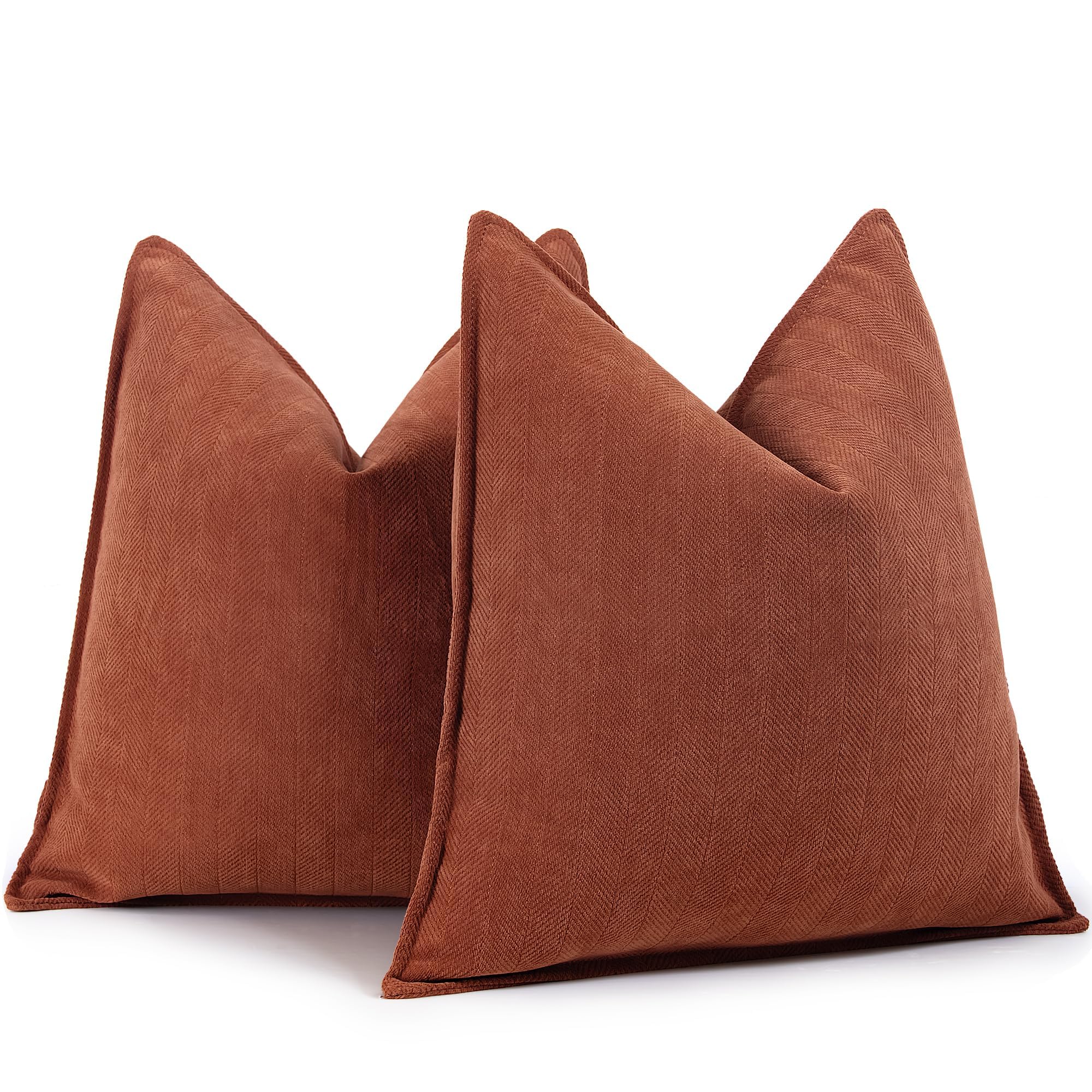 Photo 1 of ZWJD Rust Throw Pillow Covers 18x18 Set of 2 Chenille Fall Pillow Covers with Elegant Design Soft and Luxurious Decorative Throw Pillows for Couch, Bed, and Home Decor