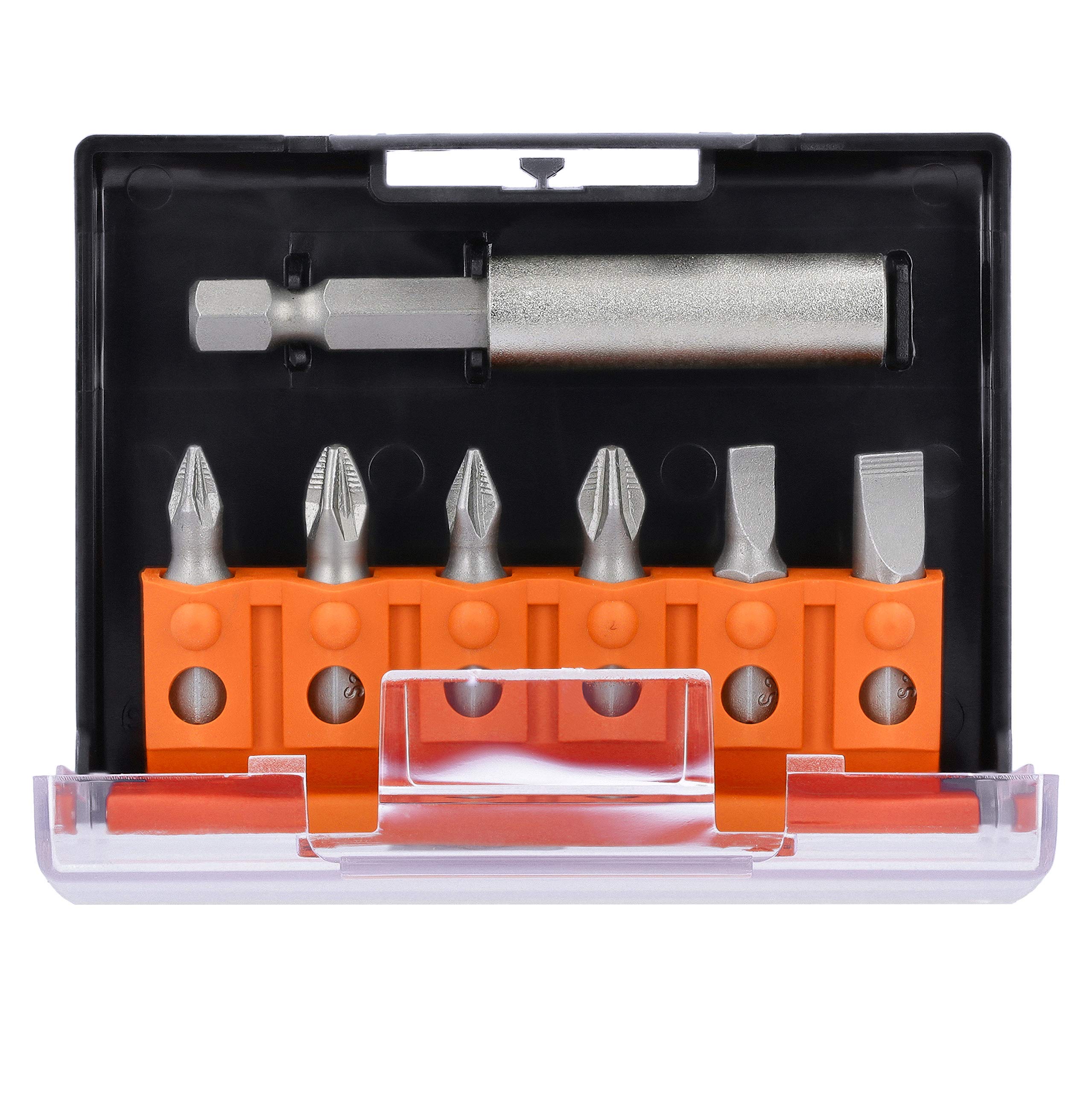 WELLCUT 7 Piece 25mm Long Screwdriver Bits with Magnetic Holder